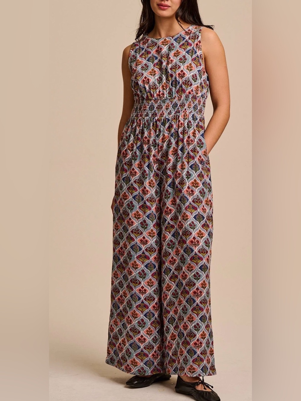 Lucy & Yak Multicolor Floral Tile Wide-Leg Jumpsuit